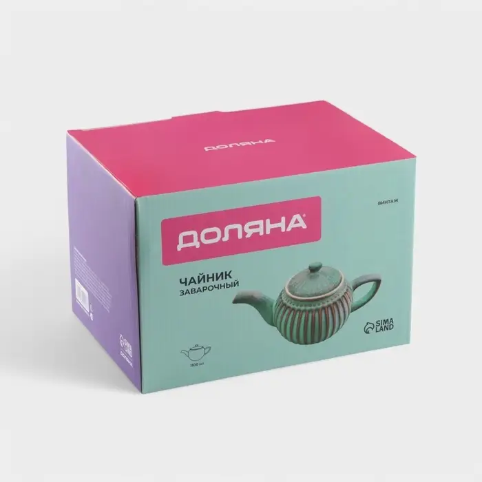 Заварочный чайник Доляна &laquo;Винтаж&raquo;, 1.1 л, керамика, бирюзовый
