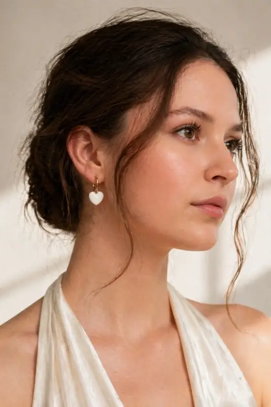 Серьги со съёмными подвесками &laquo;Сердца&raquo;, белые в золоте