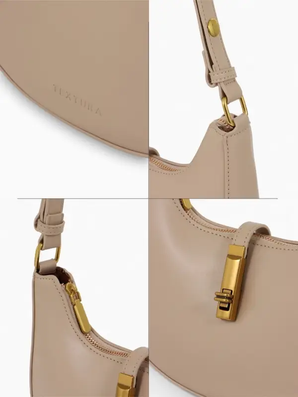 Сумка женская багет TEXTURA на молнии, 24&times;6&times;14 см, бежевая