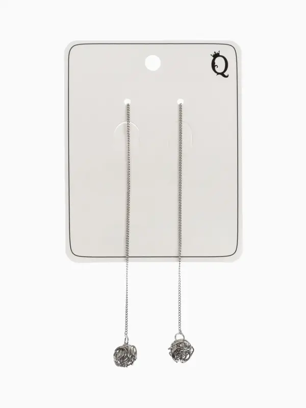 Серьги металл &laquo;Цепочки&raquo;, шарики, цвет серебро