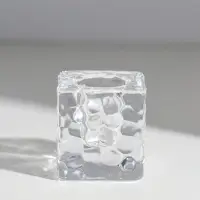 Подсвечник стекло на 1 свечу "Куб. Лёд" прозрачный d=2 см 4х4х4 см