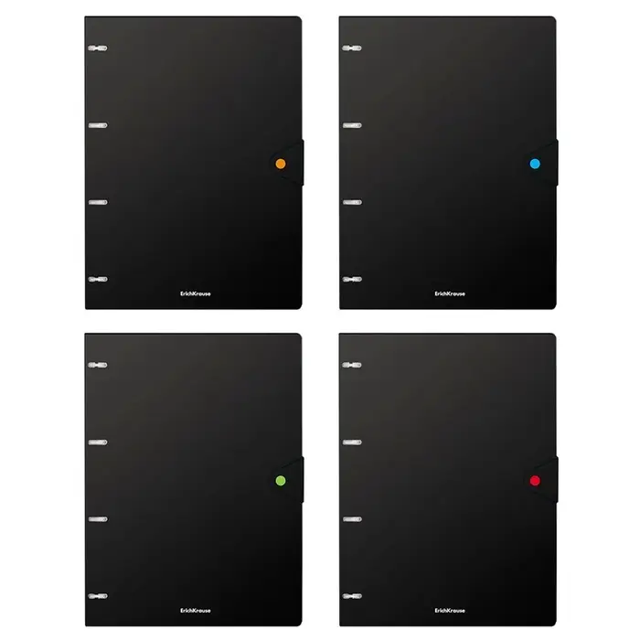 Тетрадь на кольцах ErichKrause Accent А4, 80 листов, в клетку, пластиковая обложка, на кнопке, 100% белизна, блок офсет, МИКС