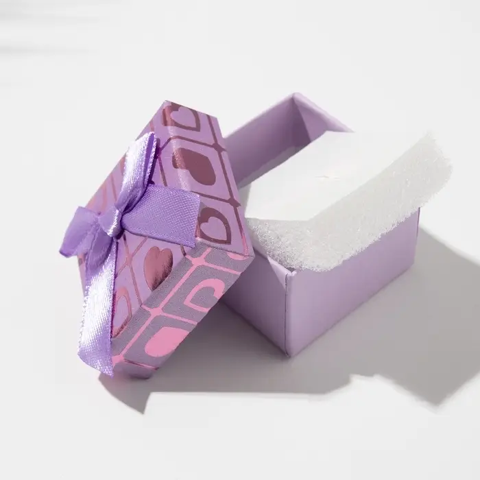 Коробочка подарочная под кольцо/серьги «Сердца», 5×5 (размер полезной части 4.5×4.5 см), МИКС, вставка белая Коробочка подарочная под кольцо/серьги «Сердца», 5×5 (размер полезной части 4.5×4.5 см), МИКС, вставка белая