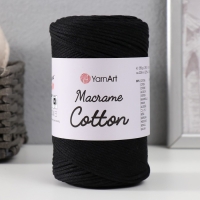 Пряжа "Macrame Cotton" 20% полиэстер, 80% хлопок 225м/250гр (750 черный)