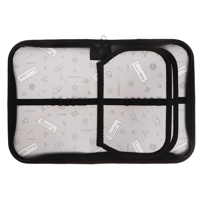 Пенал 3 секции, вкладка внутри, 140 х 210 х 40 мм, тканевый, Calligrata TOP Block Пенал 3 секции, вкладка внутри, 140 х 210 х 40 мм, тканевый, Calligrata TOP Block "Умный кот"