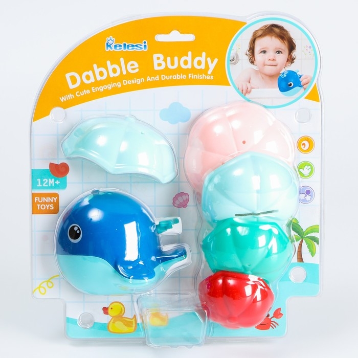 Набор игрушек для ванны «Кит - брызгалка», 5 стаканчиков, цвет МИКС Набор игрушек для ванны «Кит - брызгалка», 5 стаканчиков, цвет МИКС