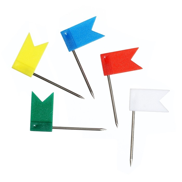 Набор кнопок "Флажки", цветные, в пластиковой упаковке