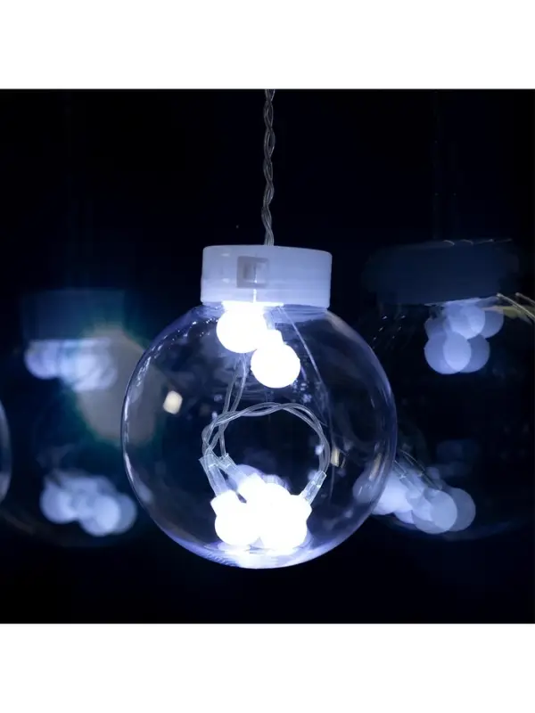 Гирлянда &laquo;Бахрома&raquo; 2.4&times;0.7 м с насадками &laquo;Шарики&raquo;, IP20, прозрачная нить, 108 LED, свечение белое, 8 режимов, 220 В