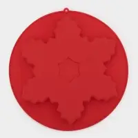 Форма для выпечки новогодняя Доляна &laquo;Снежинка&raquo;, силикон, 23&times;3.5 см, красная