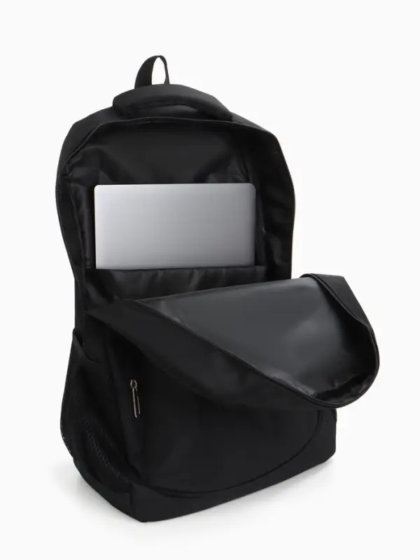 Рюкзак школьный, 1 отделение на молнии, 4 кармана, 35&times;18&times;50 см, чёрный