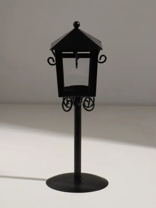 Подсвечник металл 1 свеча  Подсвечник металл 1 свеча "Фонарь" черный 24х9х9 см