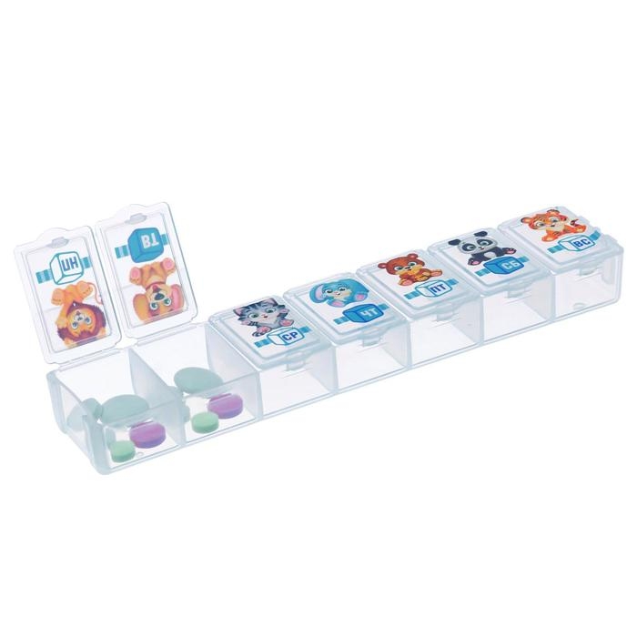 Таблетница «Для малыша», 7 секций, русские буквы,15,5 х 3,4 см. Таблетница «Для малыша», 7 секций, русские буквы,15,5 х 3,4 см.