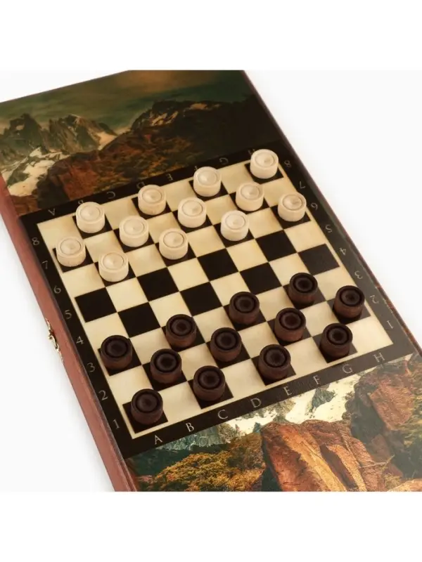 Настольная игра нарды с шашками &laquo; Лев &raquo;, деревянные малые, 40&times;40 см