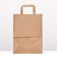 Пакет крафт без печати 22&times;12&times;28 см, плоская ручка