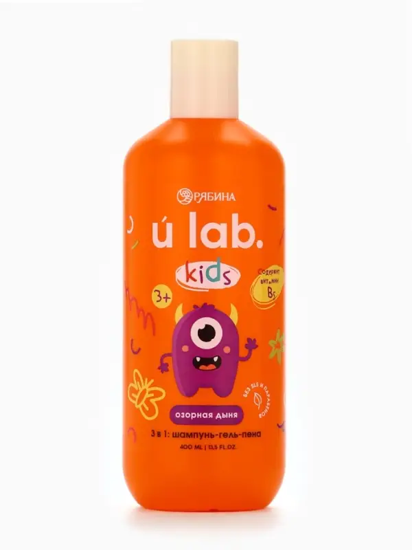 Детский шампунь-гель-пена 3в1 &laquo;Монстрики&raquo;, 400 мл, аромат озорная дыня, ULAB