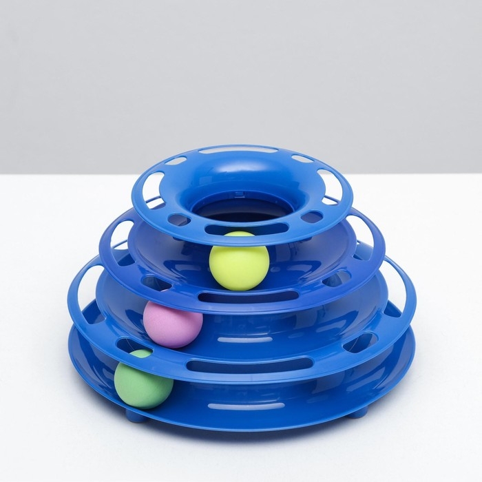 Игровой комплекс  Игровой комплекс "Пирамида" для кошек с 3 шариками,15 x 24 x 13,2 см, синий