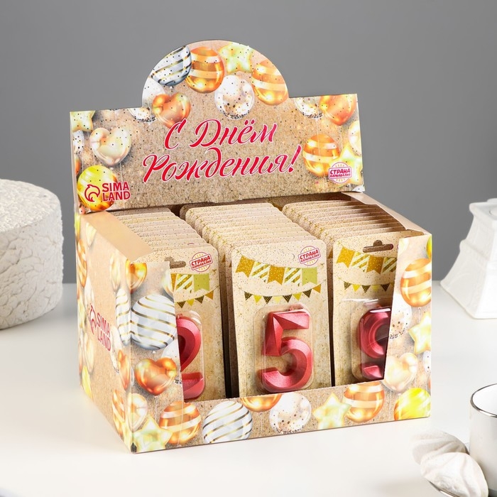 Шоу-бокс со свечами для торта  Шоу-бокс со свечами для торта "Грань", рубин, 30 шт, 8 см