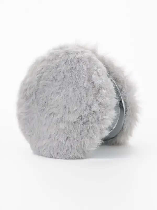 Зеркало складное «Мех», d=8 см, с увеличением, с искусственным мехом, серое