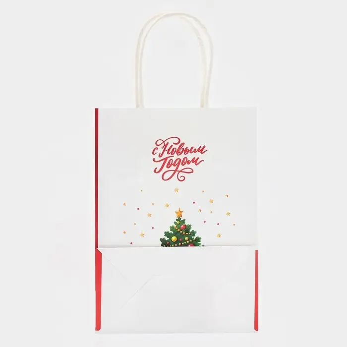 Пакет бумажный подарочный новогодний крафт «Новый год» 15×21×8 см Пакет бумажный подарочный новогодний крафт «Новый год» 15×21×8 см