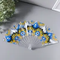 Веер складной пластик &laquo;Узор от сглаза&raquo;, блеск, 23 см