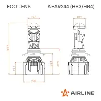 Лампа светодиод. HB3/HB4 ECO LENS, 45Вт, 5700Лм (2850Лм x 2), 6500К, 12/24В, кмпл.2 шт.