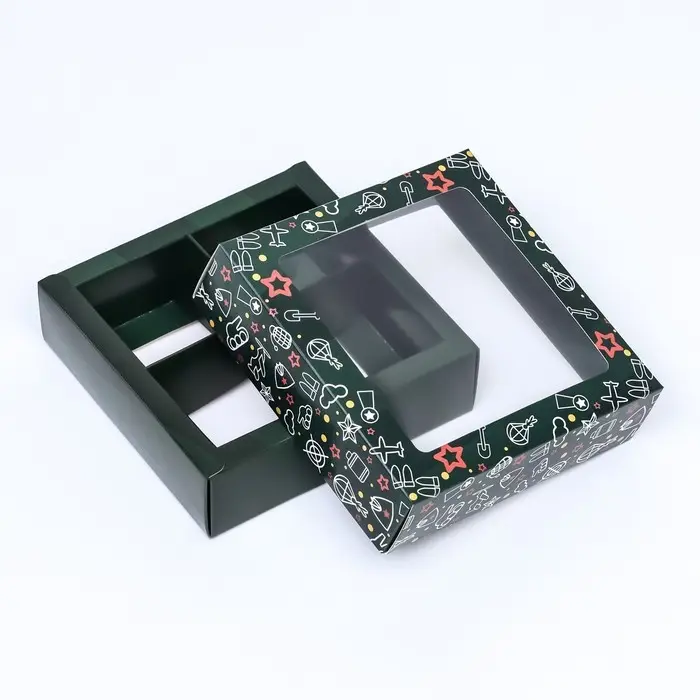 Коробка для 4 конфеты, «23 Февраля» 12.6×12.6×3.5 см Коробка для 4 конфеты, «23 Февраля» 12.6×12.6×3.5 см