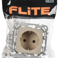 FLITE Розетка с заземлением с защитными шторками безвинтовое крепление 16А РСш11-1-ФлЛ льняной IEK