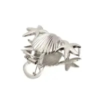 Краб для волос "Лейла море" морские звезды ракушка, 7 см, серебро