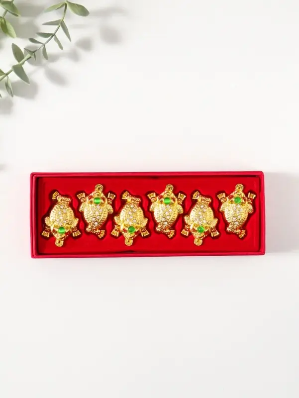 Нэцкэ металл "Денежная жаба с монетой" золото набор 6 шт 4х5,4х2 см