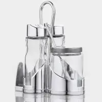 Набор для специй Доляна &laquo;Стиль&raquo;, 3 предмета: сахарница с ложкой 80 мл, солонка и перечница 50 мл, подставка-салфетница, стекло, прозрачный