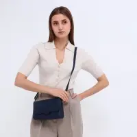 Сумка женская мессенджер на магните, 20&times;7&times;12 см, синяя