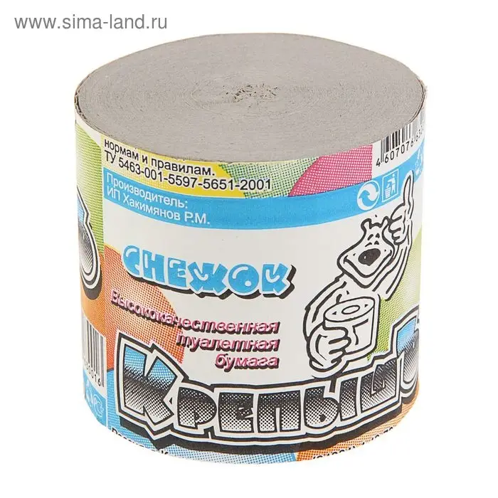 Туалетная бумага «Снежок Крепышъ», без втулки, 1 слой Туалетная бумага «Снежок Крепышъ», без втулки, 1 слой