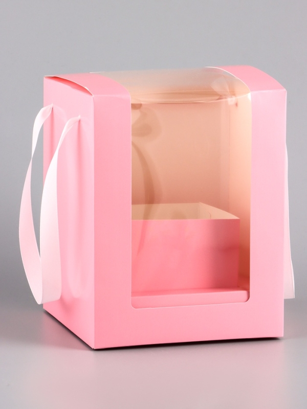 Коробка для цветов, 16 х 16 х 20 см, розовая Коробка для цветов, 16 х 16 х 20 см, розовая