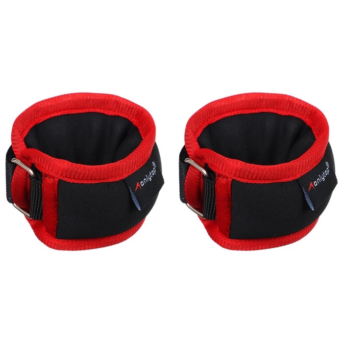 Утяжелители на запястье ONLYTOP, 2 шт. х 100 г, цвет красный Утяжелители на запястье ONLYTOP, 2 шт. х 100 г, цвет красный