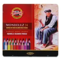 Карандаши цветные акварельные набор 24 цвета, Koh-I-Noor Mondeluz 3724, в металлическом пенале