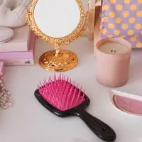 Расчёска массажная, широкая, вентилируемая, 8.5&times;20.5(&plusmn;1) см, чёрная/розовая