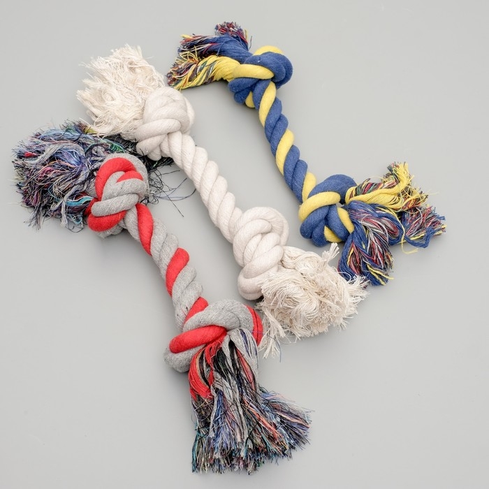 Игрушка канатная Игрушка канатная "2 узла", 200 г, до 33 см, микс цветов