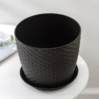 Горшок для цветов с поддоном &laquo;Ротанг&raquo;, 4.7 л, d=15 см, h=14 см, пластиковый, коричневый