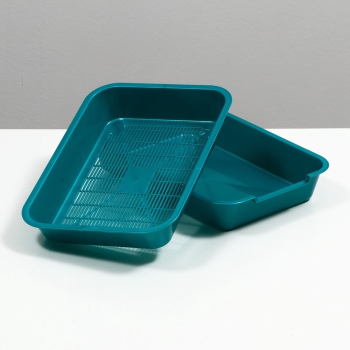 Туалет перламутровый средний с сеткой 36 х 26 х 6,5 см, бирюзовый Туалет перламутровый средний с сеткой 36 х 26 х 6,5 см, бирюзовый