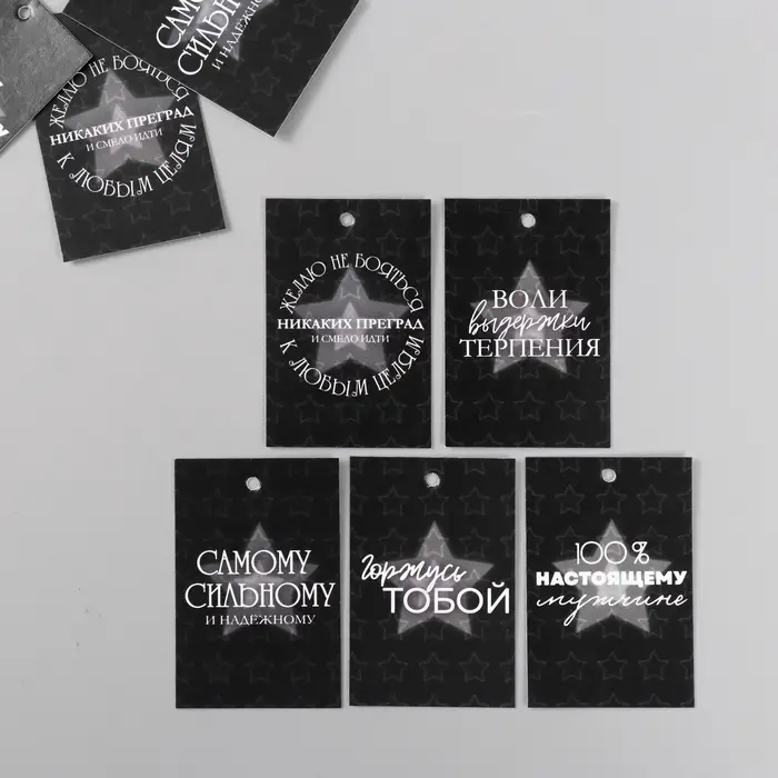 Набор бирок для подарков, цветов «Настоящему мужчине», 10 шт. (5 видов), 4×6 см, картон, МИКС