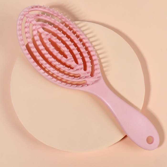 Расчёска массажная, для сушки волос, 7,5 × 23,5 см, цвет розовый