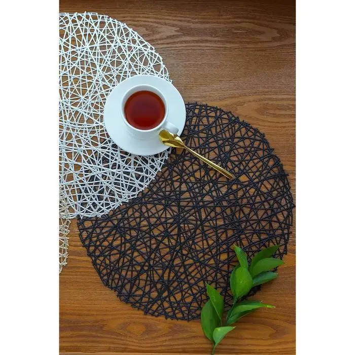 Салфетки сервировочные на стол Доляна &laquo;Паутинка&raquo;, d=38 см, 4 шт., чёрные