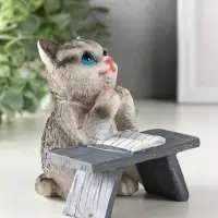 Фигурка полистоун &laquo;Котик с книгой за партой&raquo;, серый, 9&times;8.5&times;9.5 см