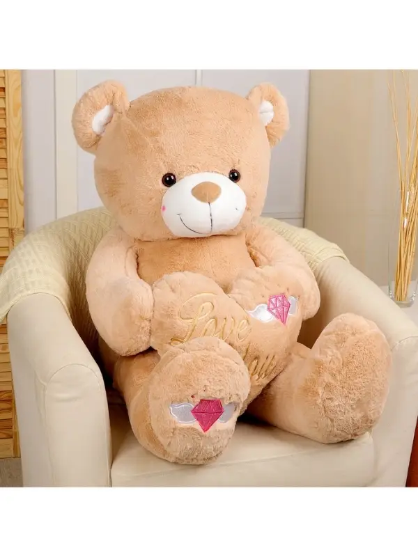 Мягкая игрушка &laquo;Медведь&raquo; с сердцем, 115 см, цвет бежевый