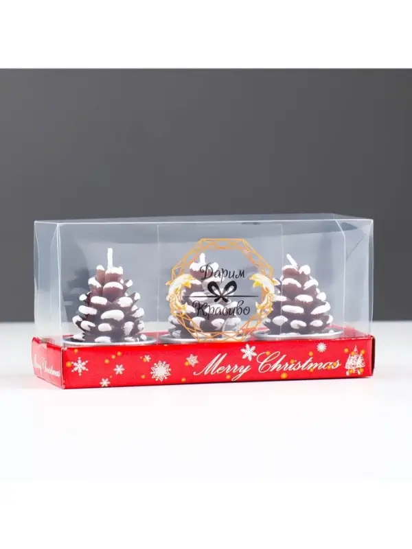 Набор свечей новогодних &laquo;Шишка&raquo;, 3 шт., 4&times;6 см