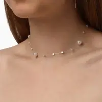 Бусы на леске &laquo;Жемчуг&raquo; шар №4+8, белое в серебре