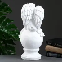 Фигура гипс &laquo;Ангел спящий на шаре&raquo;, белый, 15&times;19&times;40 см