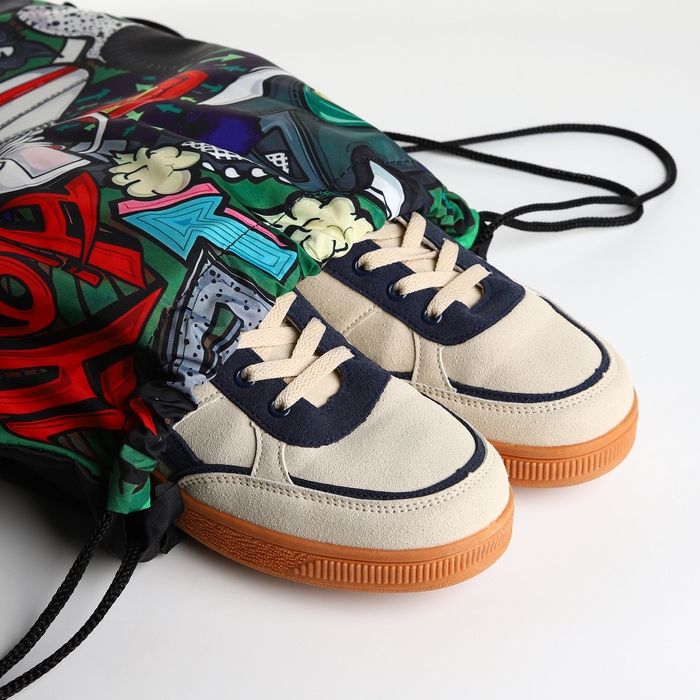 Мешок для обуви на шнурке, цвет зелёный/разноцветный Мешок для обуви на шнурке, цвет зелёный/разноцветный