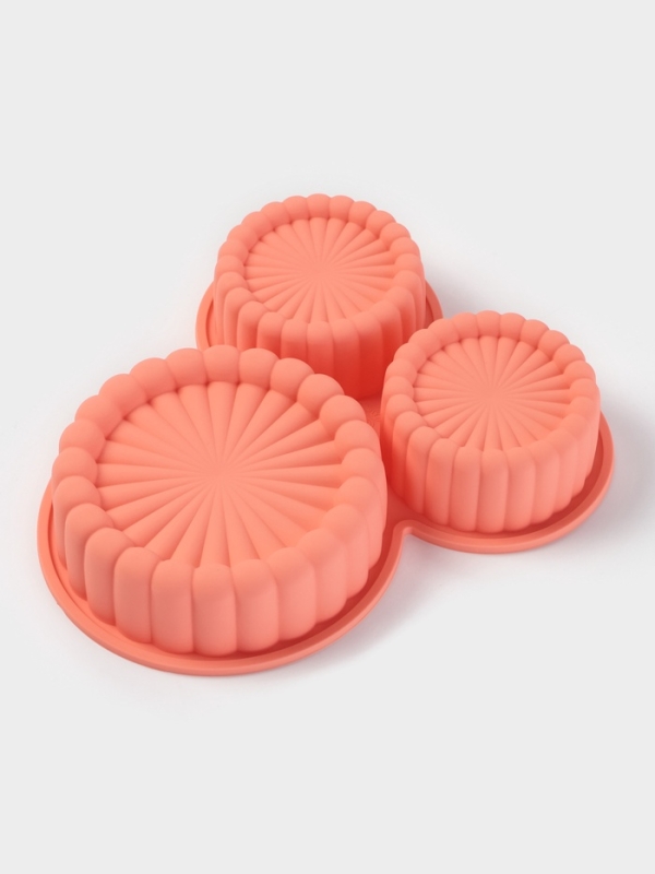 Форма для выпечки Доляна «Савоярди», силикон, 3 ячейки, 22×19×4 см, персиковая Форма для выпечки Доляна «Савоярди», силикон, 3 ячейки, 22×19×4 см, персиковая