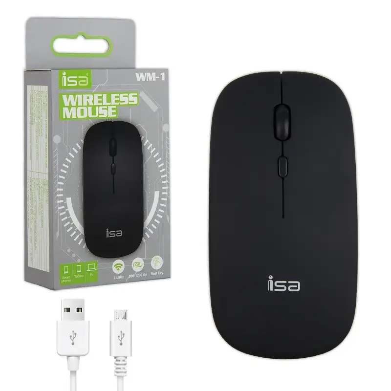 Беспроводная оптическая  мышь WM-1 ISA  черный IS322123 (200шт/кор)